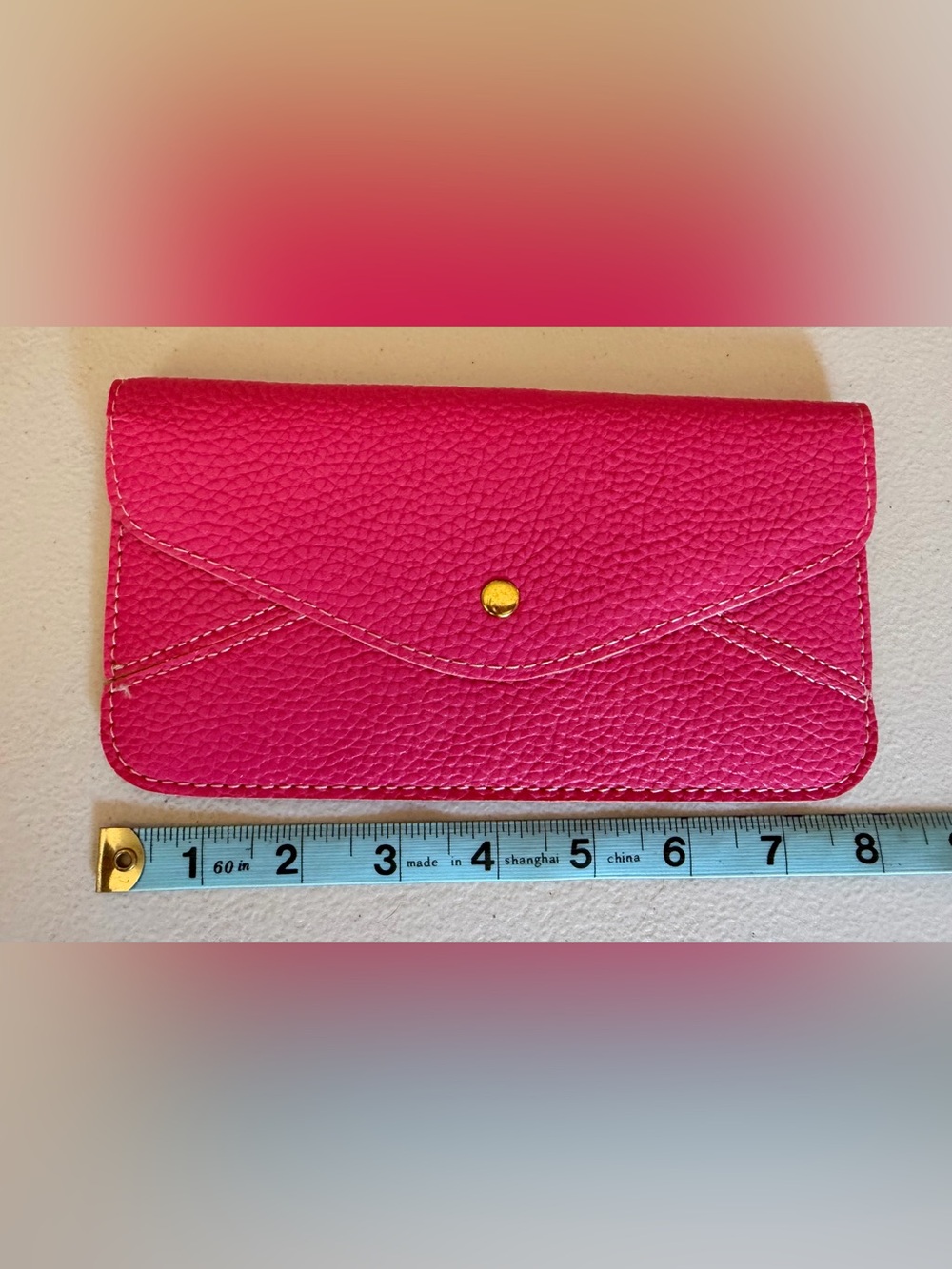 Women's Pink Envelope Wallet with Gold Snap